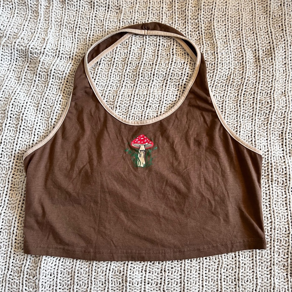 Brown halter crop top